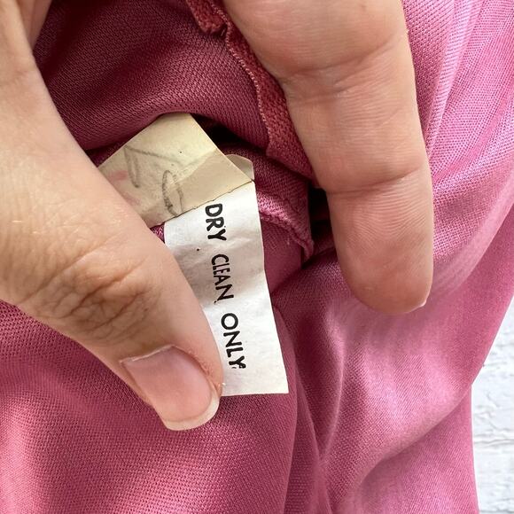 Vintage 70's Mauve Maxi Dress Pleated Skirt Sheer Lace Cardigan Size S/M Union - Picture 12 of 14